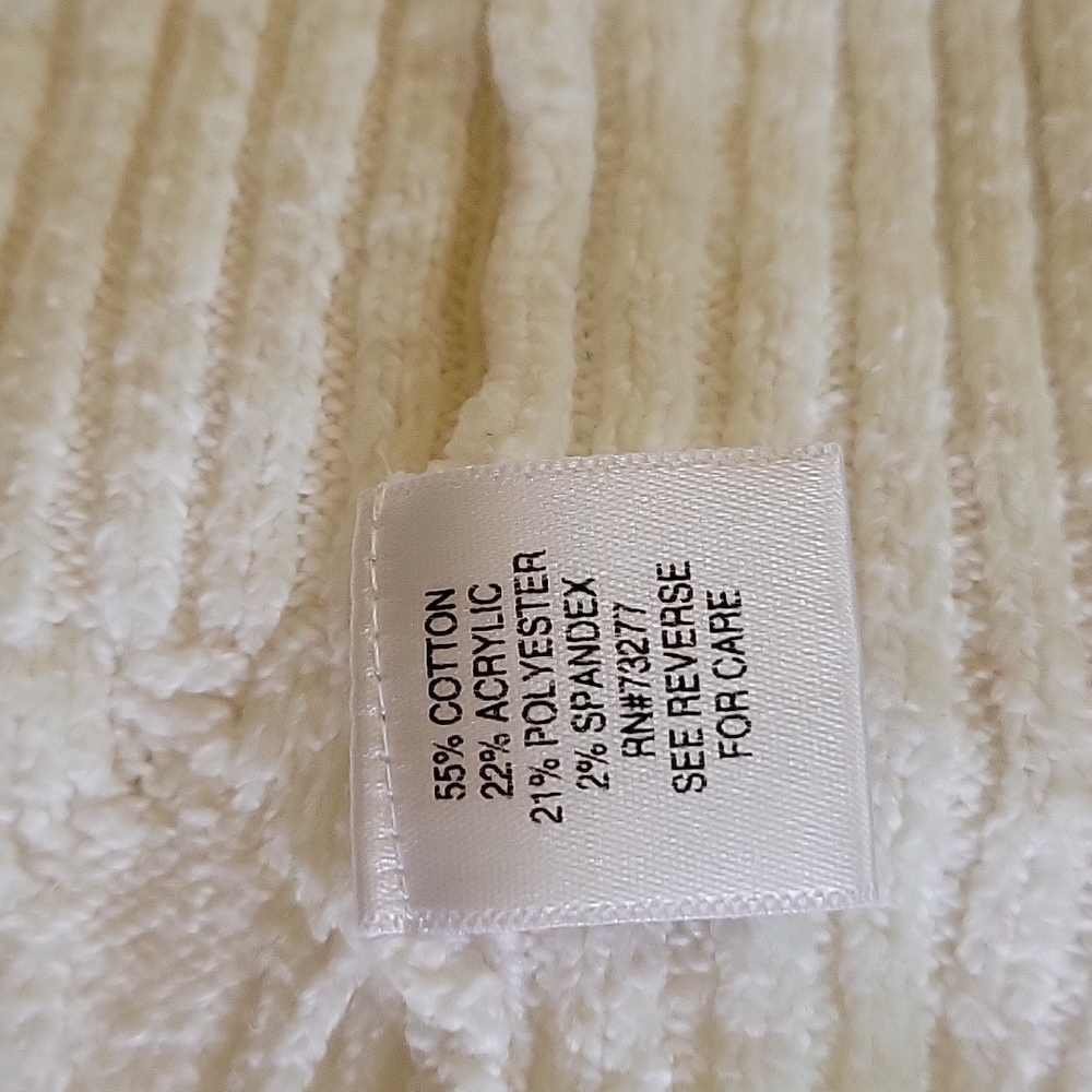 Crofts & Barrow Sweater White Rib Cable Knit Long Sleeve V- Neck Size Medium - Picture 9 of 10